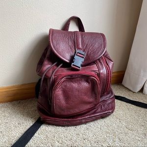 Vintage Merlot Faux Leather Backpack Purse